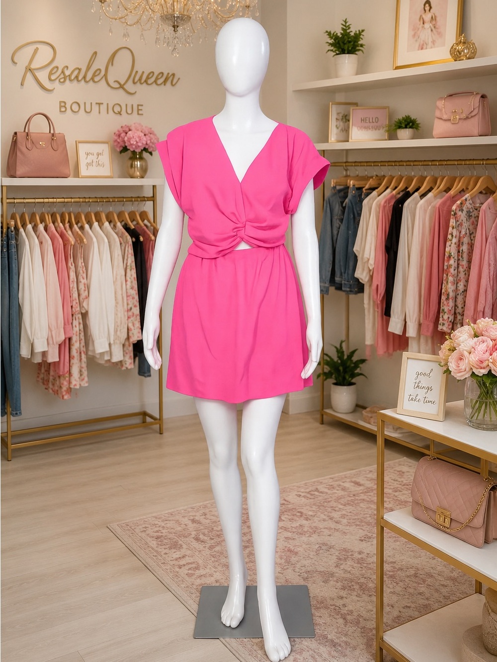 1. State Bright Pink Twist-Front Mini Dress